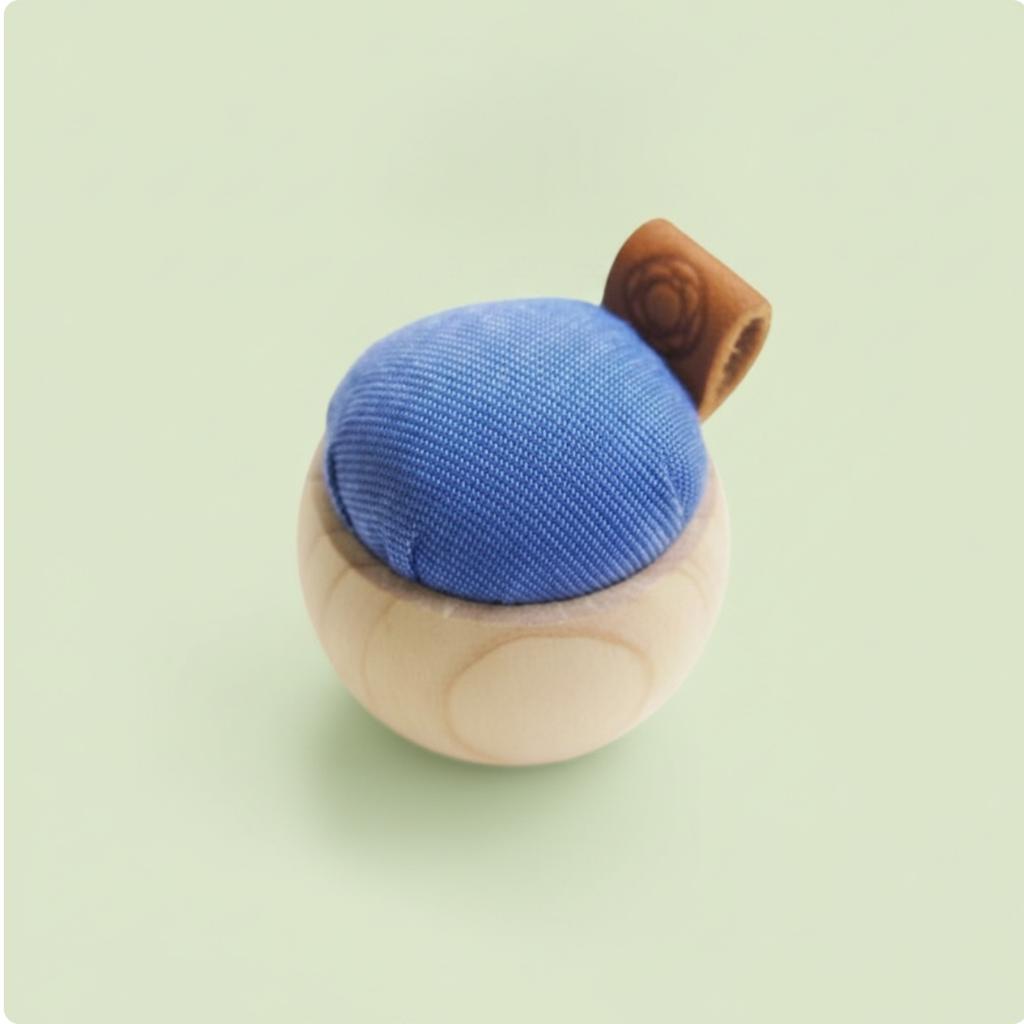 Wooden Base Sewing Pin Holder Cushion Natural Finish Wood Base Pincushion Wooden Pincushion Small Round Needle Holder Safe