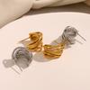 MamacitaSlay 316L Stainless Steel Multi Layer C Shaped Earrings Commuting Waterproof Jewelry Women's 18K Gold-plated Earrings