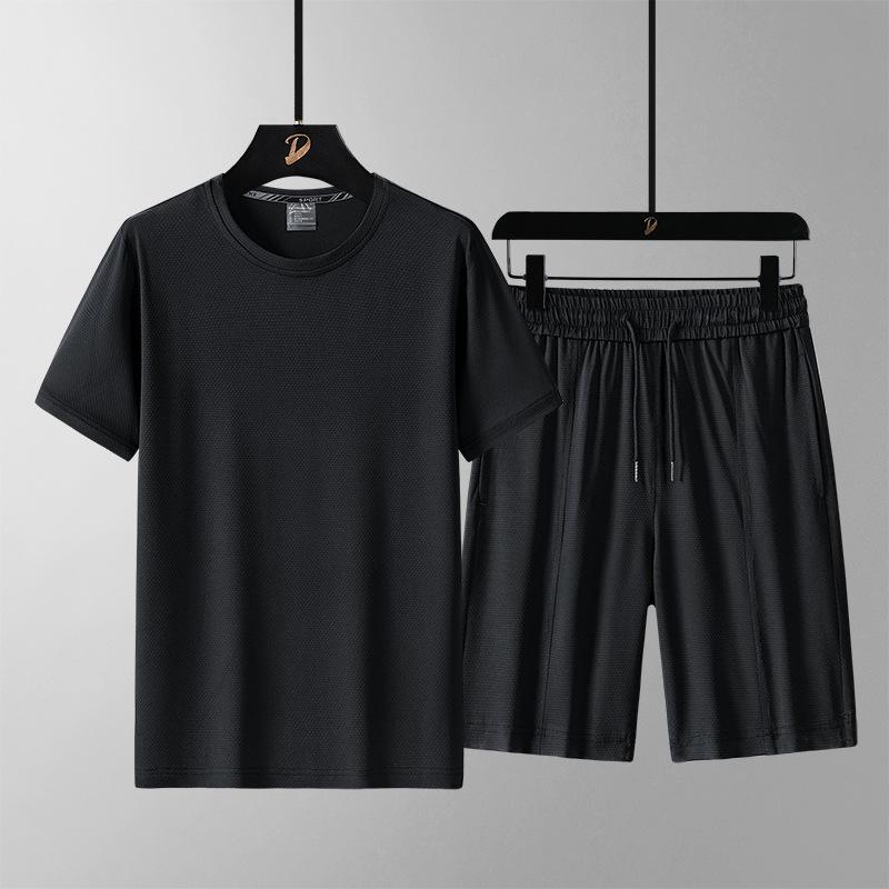 Pánska súprava Ležérna móda Pekné tričko Pánske Ležérne šortky Voľné Športové Dvojdielna súprava Krátky rukáv