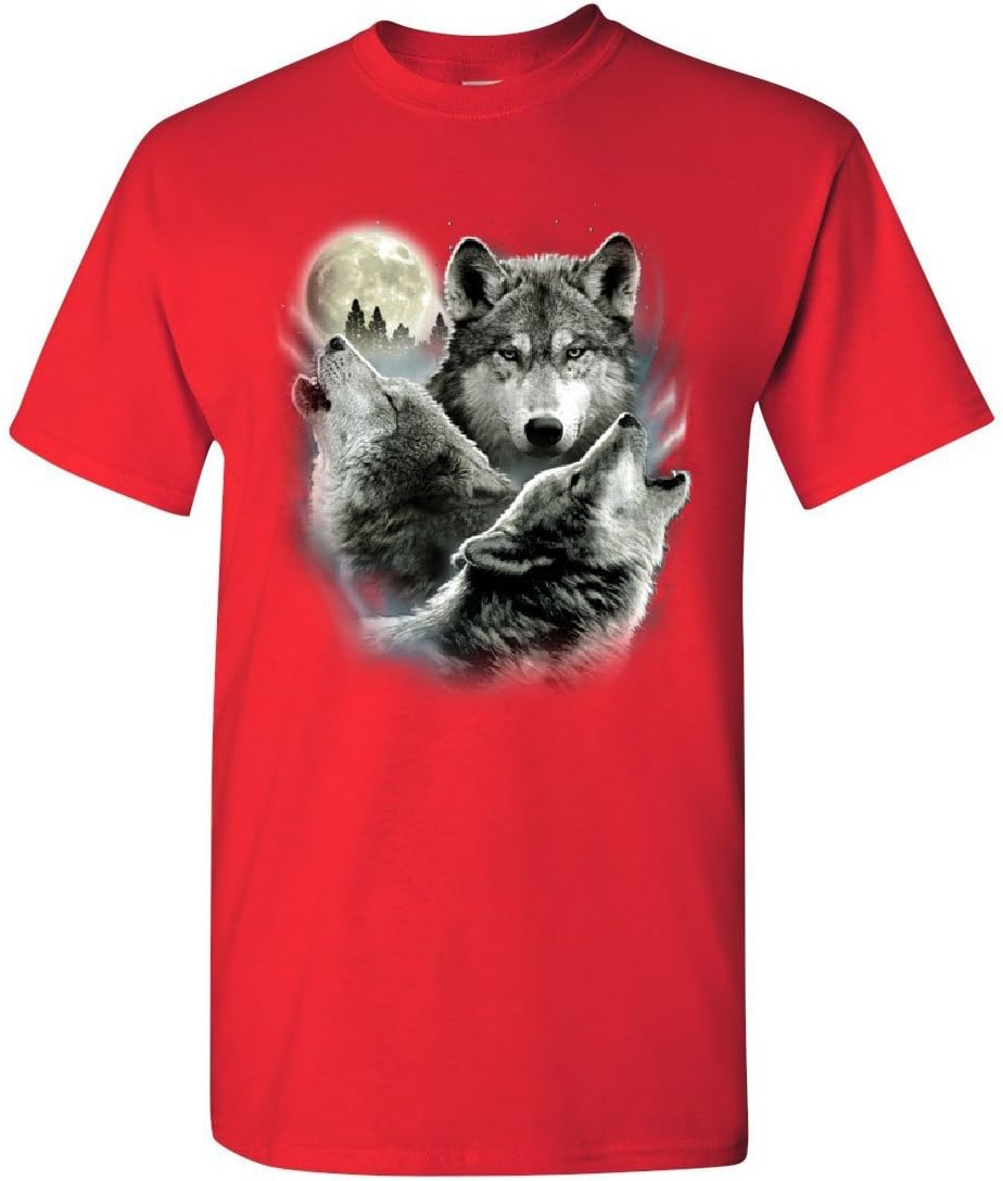 Howling Wolf Pack T-Shirt Wild Wilderness Animals Nature Moon Mens Tee Shirt S разноцветный