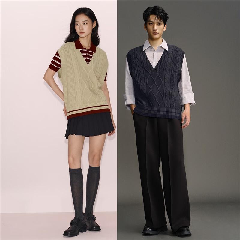 GIORDANO CONCEPTS Unisex Cable Knit V-Neck Vest