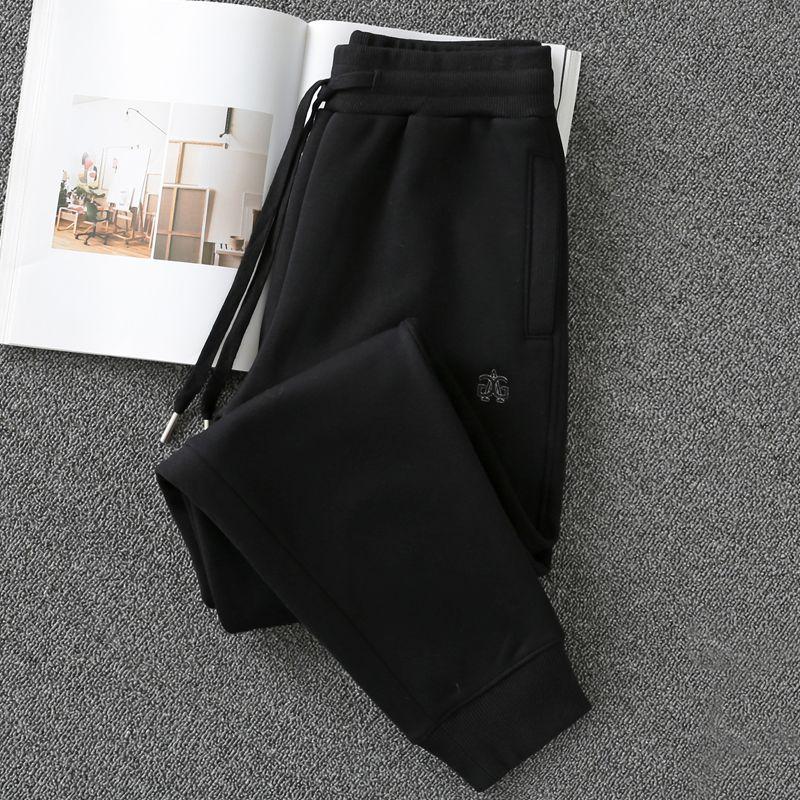 Retro Dark Green Winter Fleece-Lined Casual Slimming Sweatpants