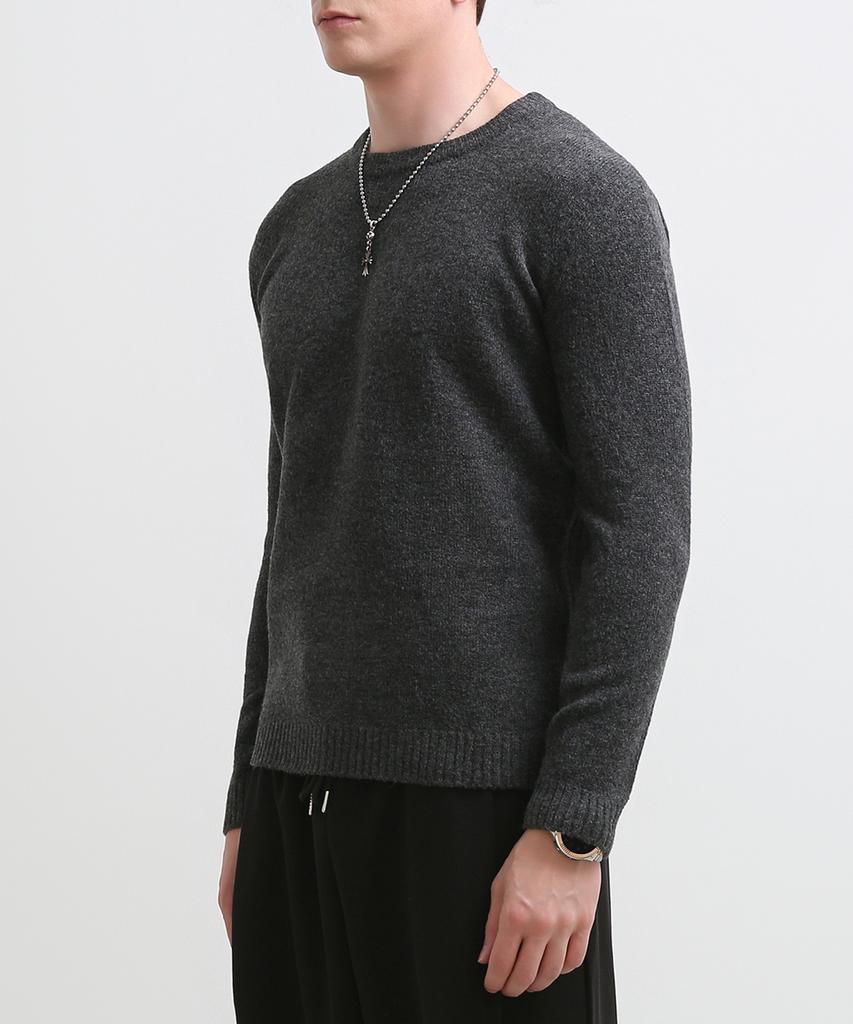 Seuteulaikeu Fine Blend Classic Crew Neck Knit (Charcoal)