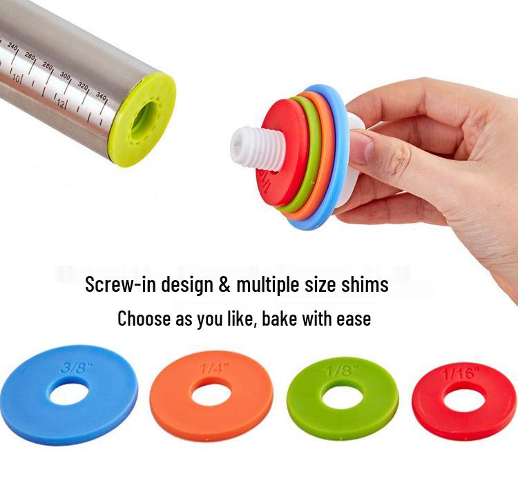 Nastavitelný nepřilnavý nerezový váleček se stupnicí na pečení