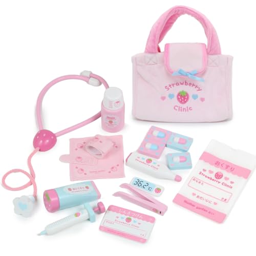 Mother Garden Strawberry Doctor Play Set, Wooden Play Set for Kids, Doctor Play, Hospital Play, Cute Wooden Toy, Doctor Play Set, Educational Toy, Bir