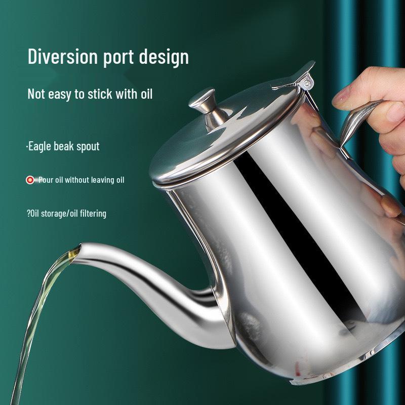 Leak-Proof Stainless Steel Oil Storage Pot with Filter