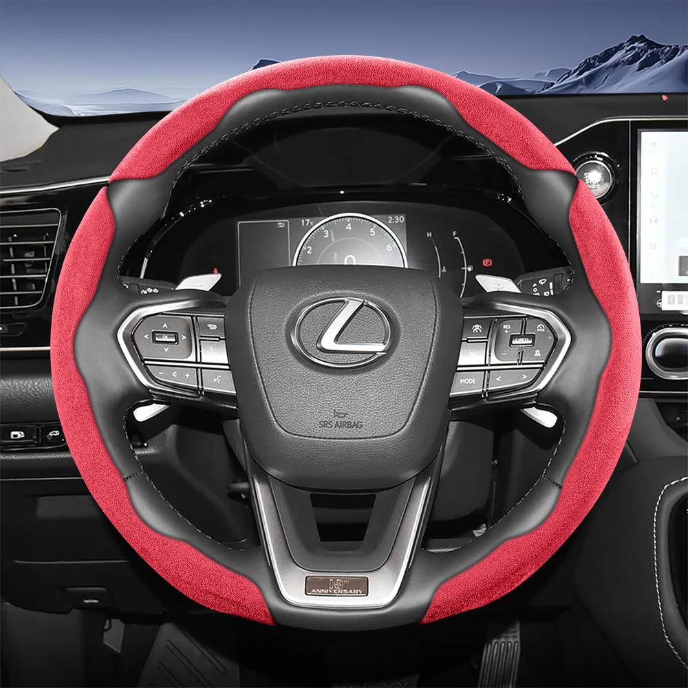 Suitable for Lexus Sports Suede Steering Wheel Cover, Split Snap-On Type, Non-Slip and Durable, for Models Such as Rx Nx Es Gx Lbx Ux Is Rz Lx
