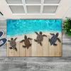 Coastal Sea Turtle Welcome Doormat, Non-Slip Durable Rug for Indoor Outdoor Patio Bathroom Home Decoration
