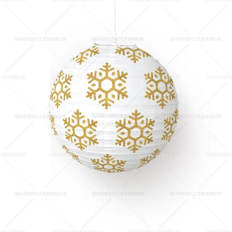 Hanging Lantern Paper Ball Christmas Festival Decoration Accessories Santa Xmas Gift Craft Decor Christmas Tree