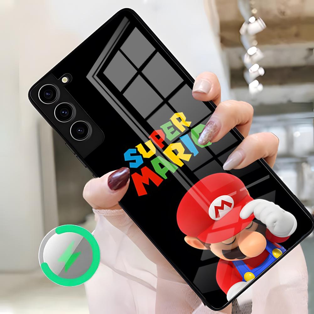 Custodia per Telefono Super Marios Bros Per Samsung S26 Ultra S25 Edge S23 S22 S21 S20 Ultra Plus S24 Fe A25 Copertura Magnetica in Vetro