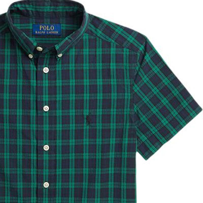 Polo Ralph Lauren Short Sleeve Logo Embroidered Color Block Plaid Shirt Kids tops Green CWPOWOVY6820469-300