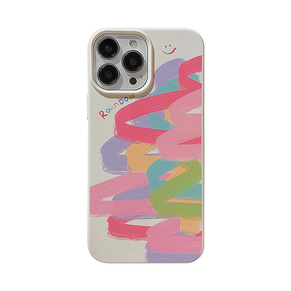 Rainbow Doodle IPhone 16 Mobile Phone Case Apple 11 Creative 15pro Max Silicone X 8 Soft Shell 13 Applicable 14