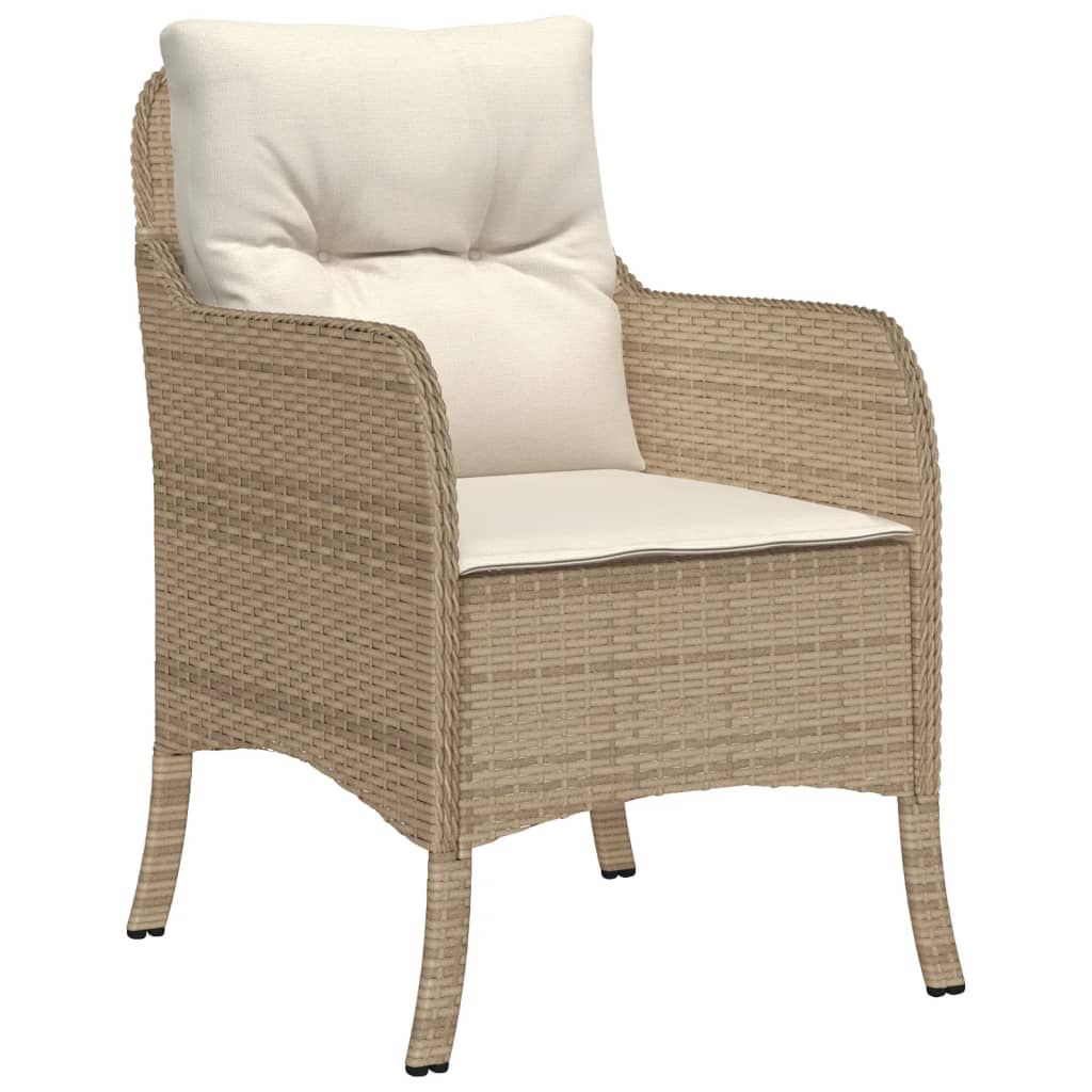 Vidaxl 7-Cz. Gartenmöbel-Set mit Kissen, Beige, Polyrattan