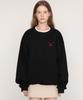 GRAVER [Unisex] Puppy Face Small Drawing Smile Sweatshirt_Black/Red Logo