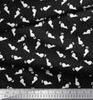 Soimoi Black Poly Crepe Fabric Floral & Cat Animal Print Fabric by the Yard 42 Inch