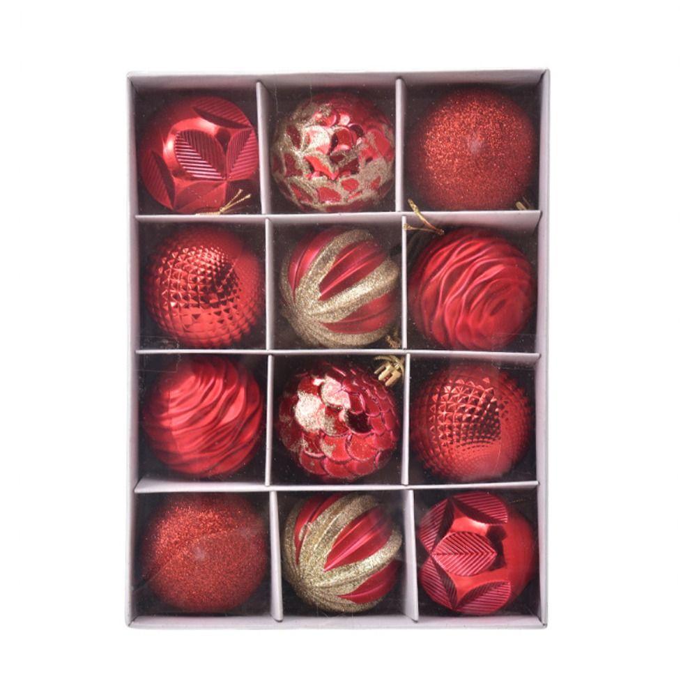 12pcs 6cm Painted Christmas Ball Set Plastic Gift Ball Xmas Tree Hanging Pendant Xmas Baubles Christmas Decorations