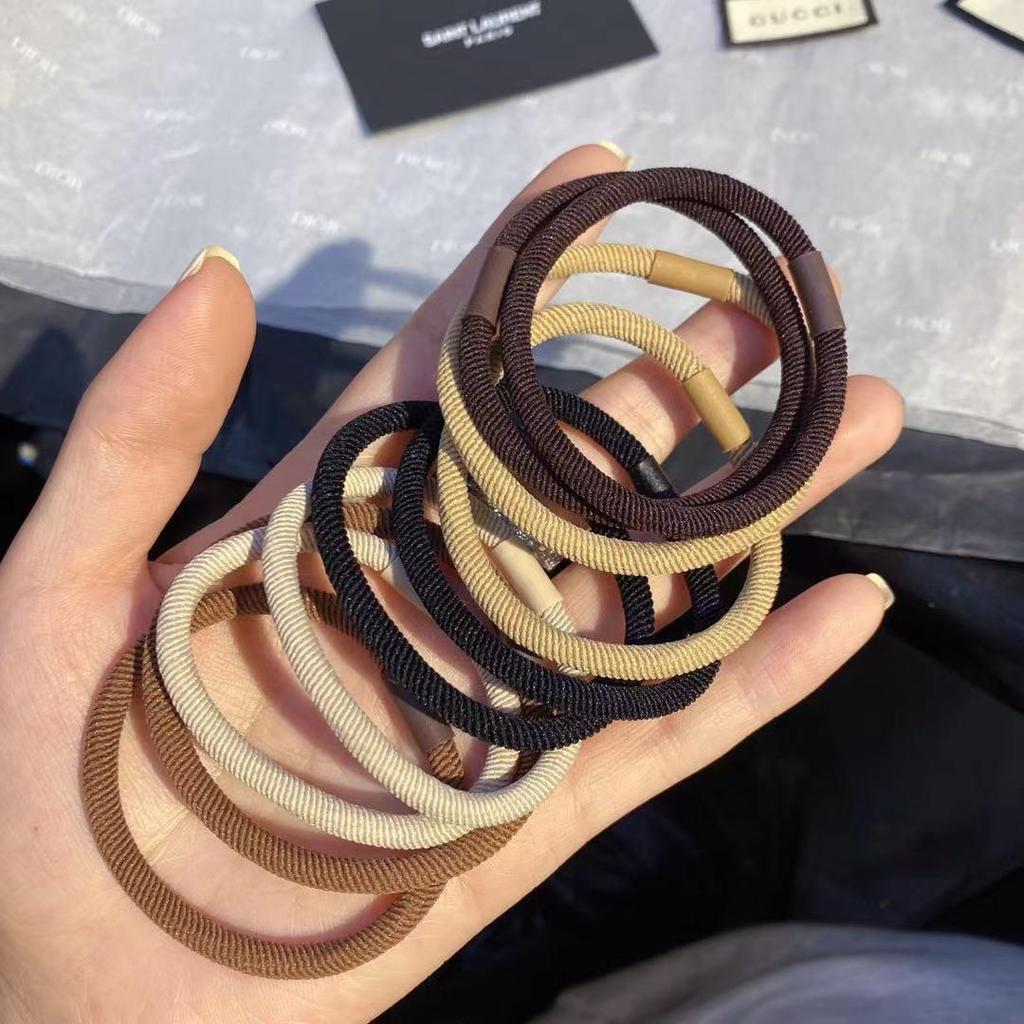 10PCS Brown Color Twill Elastic Rubber Hair Bands Korean Simple Hair Rope Stretch Women Girls Hair Ties Scrunchies Accessories
