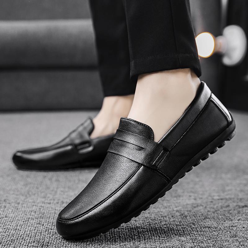 Fashion Leather Men's Shoes Summer New Driving Flat Casual Style Men's Shoes Trendy Fashion Outdoor Lazy Loafers Men's Shoes Dress Luxur