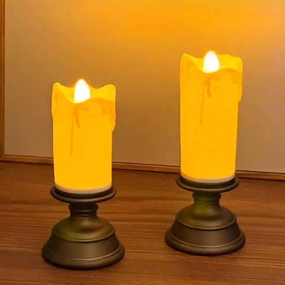 Simulation Candle Crying Candlestick Decorative Roman Pillar Candlestick  Dinner Party Supplies