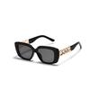 Square Glasses Popular Versatile Semi-Metallic Sunglasses Women'S Retro Chain Wide Legs Sunglasses Men