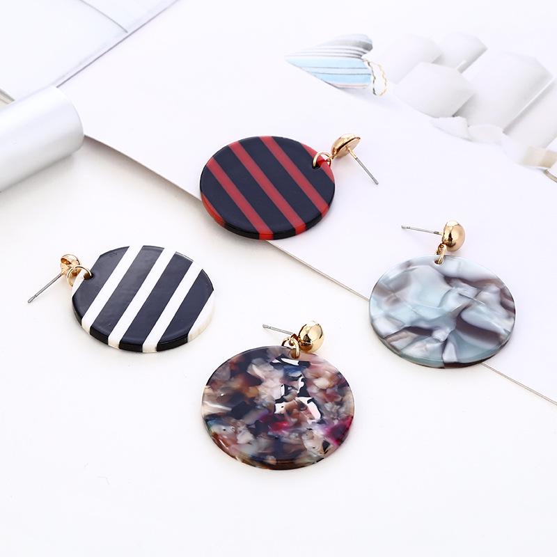Acrylic Geometric Circular Earrings Popular In Europe and America, Korean Style Trendy, Personalized, Simple Earrings