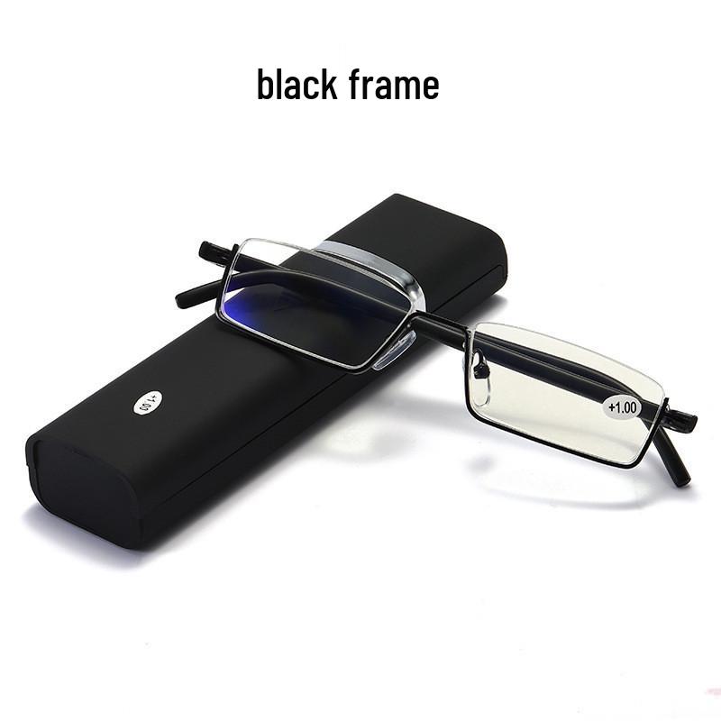 Compact Stylish Full Frame Progressive Readers with Case - Anti-Blue Light Glasses for Small Faces and Seniors