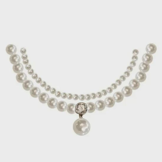 French Retro Double-Layer Pearl & Millet Bead Choker Necklace
