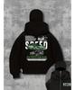 Men's Black Hooded Sweatshirt with Green Racing Print - "speed" Design, "loyal To You" Zipper Sweatshirt