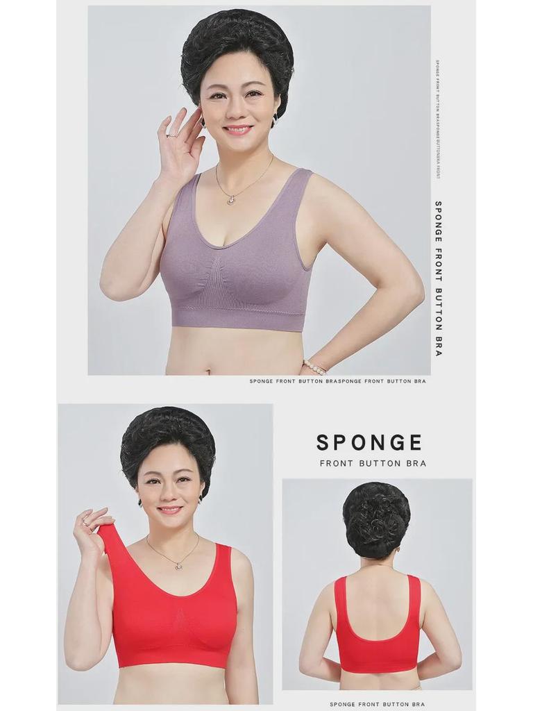 Mom’s Vest-Style Cotton Bra: No Underwire, Large Size, Ideal for Middle-Aged & Elderly Women, Sports Design, Supportive & Comfortable Fit.