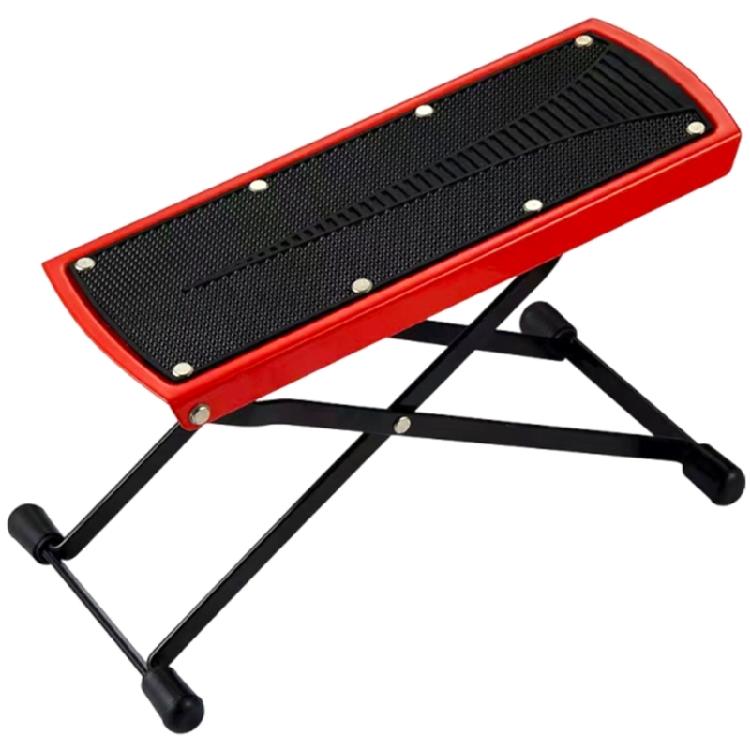 Steel Reinforced Guitar Foot Stool 6 Adjustable Positions Foldable Frame Slip Resistant Rubber Base For Enhanced Comfort