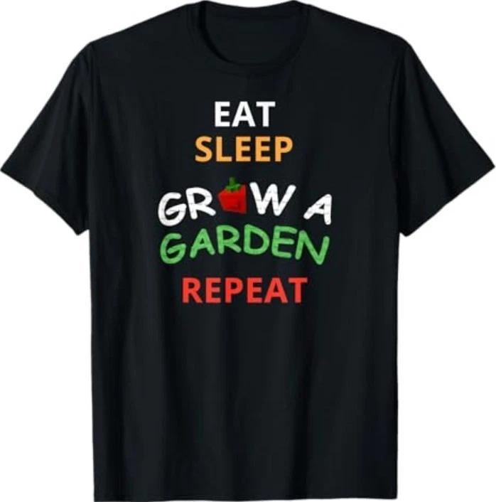 Funny Game Eat Sleep Grow A Garden Repeat Gamer Design T-Shirt XL