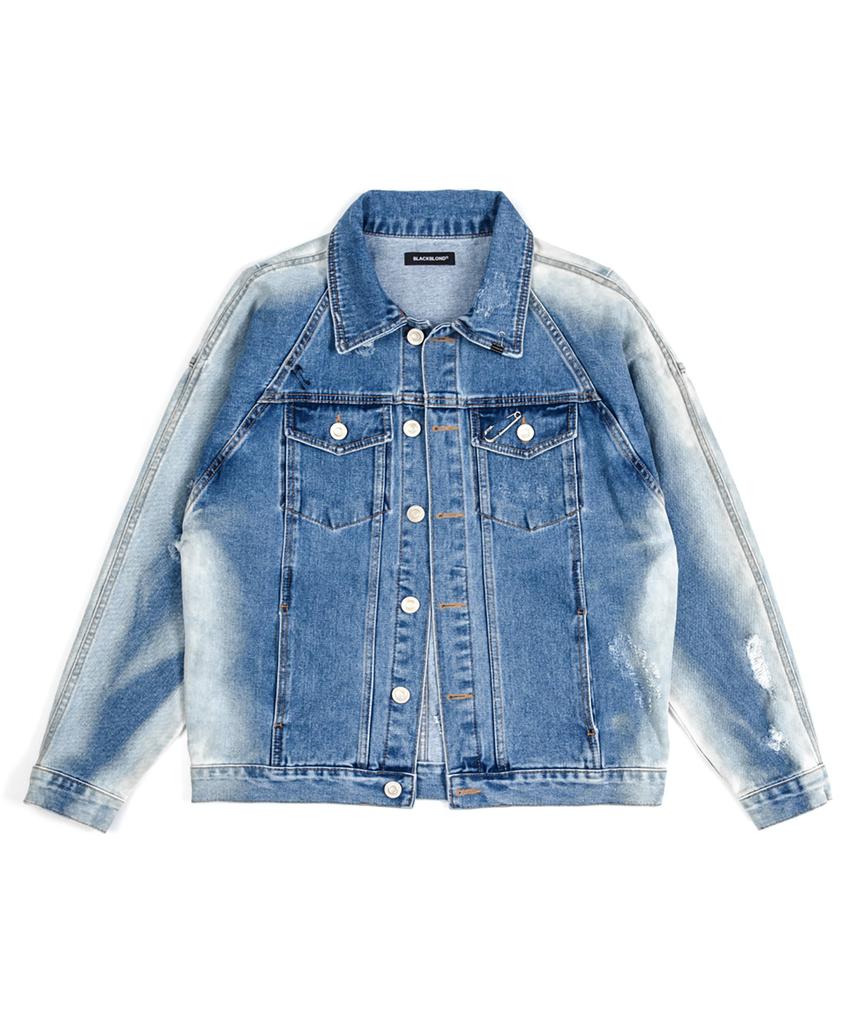 Blackblond Vivid Side Bleached Denim Jacket (Blue)