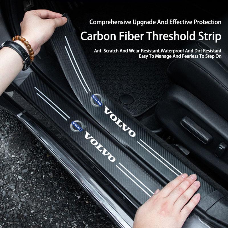 Car Door Sill Scuff Plate Decor Carbon Fiber Stickers For Volvo S90 V90 V60 V40 XC90 S60 XC60 V70 XC40 S80 T6 EX90 EM90