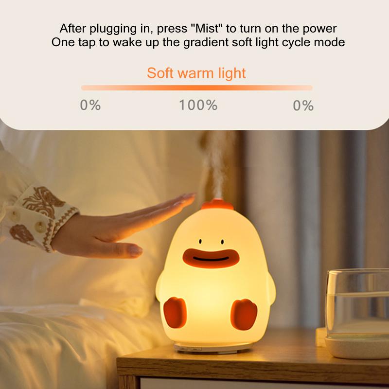 Cute Duck Aromatherpy nawilżacz powietrza Usb dyfuzor olejków eterycznych z miękką silikonową klapką Led Light dla dzieci pokój Aroma dyfuzor