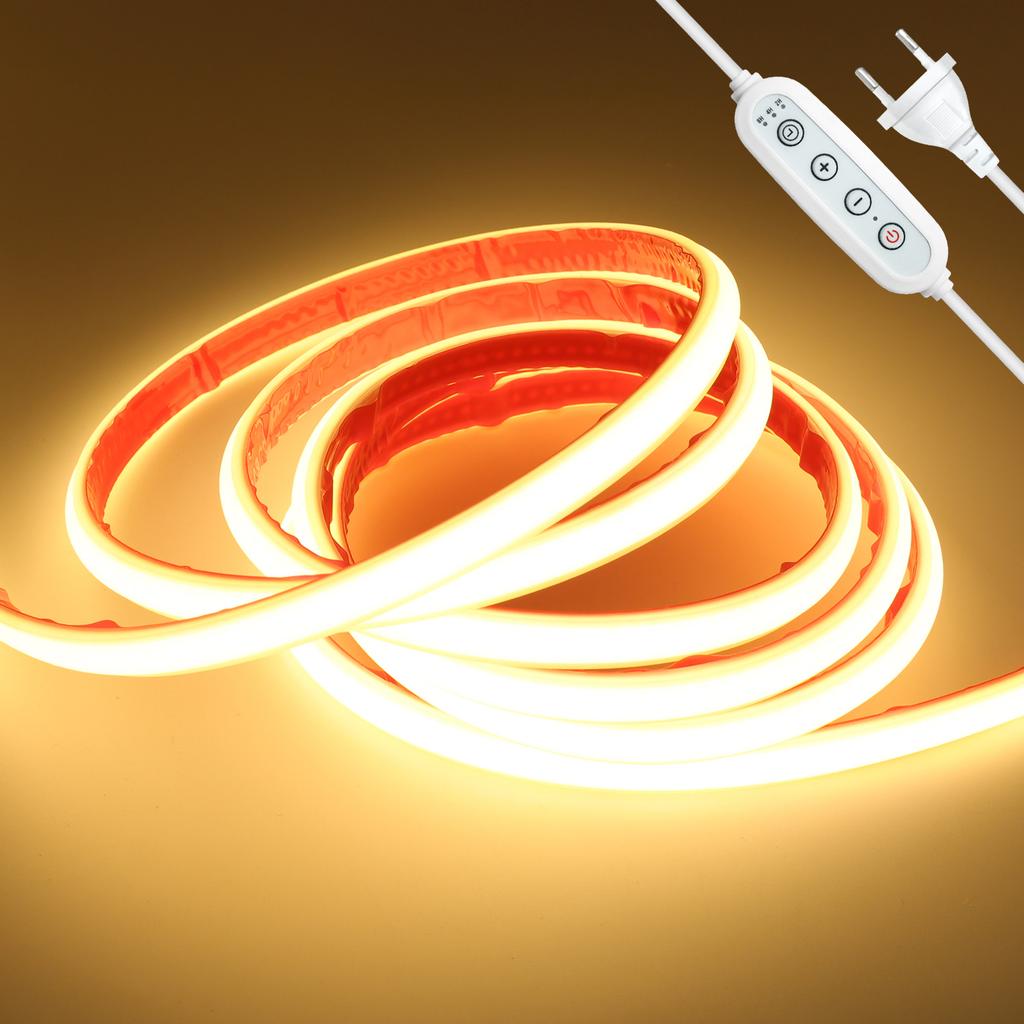 AC 220V Timing Dimmable COB Neon Strip EU Kit 288LEDs/M IP65 Waterproof 3000K/4000K/6000K Flexible LED Light for Home Decoration