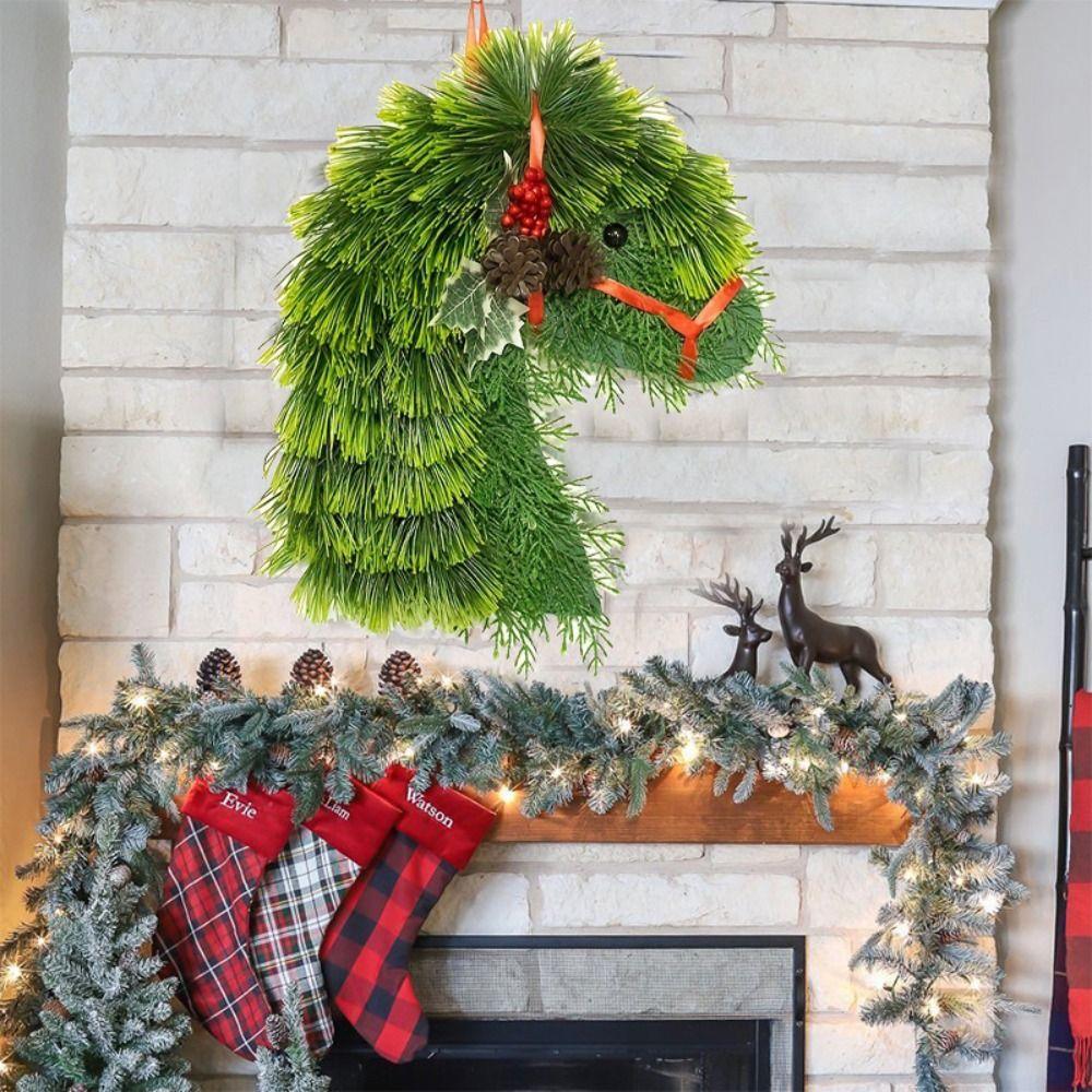 

Artificial Christmas Door Hanging Decoration Exquisite Green Wreath Pendant Farmhouse