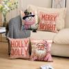 New Christmas Pillow Case Pink Snowman Print Combination Pillow Linen Stain-resistant Living Room Sofa Pillow