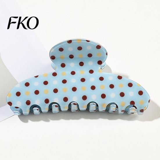 High Elastic Hair Claw Back Head Claw, Strong Bite Force Clip, Dot Print Grip Clip Large Anti-Slip Teeth Accessory for Daily