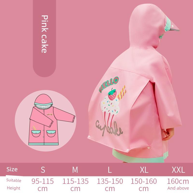 Lemon Baby Children Raincoat Primary School Students Special School with Schoolbag Seat Boys Girls Middle and Big Children Children Poncho