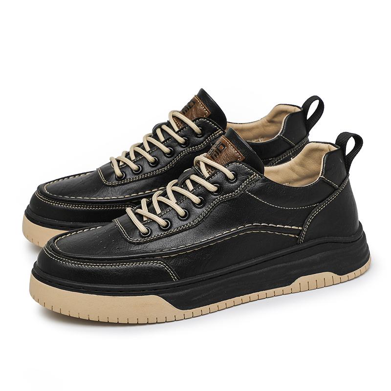 

Модные мужские нескользящие кроссовки на плоской подошве для бега, классические кроссовки для скейтбординга, мужские повседневные туфли на плоской подошве со шнуровкой из натуральной кожи, студенческие спортивные повседневные кроссовки 44 чёрный