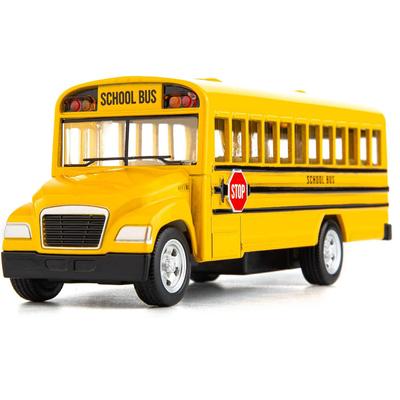 1/36 Scale Diecast Yellow School Bus Toy Cars for Kids, 5 Inch Pull Back Car with Opening Doors and Rubber Tires