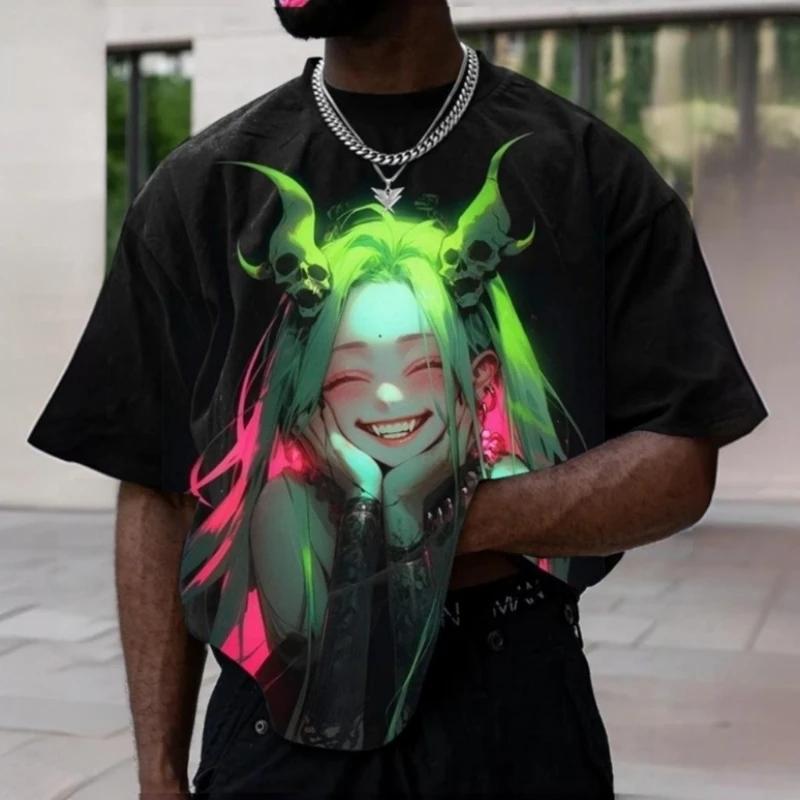 Animated Character 3d Printed Summer Short Sleeve T-Shirt Fashion Street Men Loose Oversized T-Shirt Top Everyday Casual Shirt