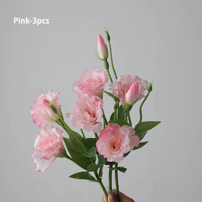 3 Pezzi Fiori di Lisianthus Artificiali Eleganti Rosa Realistici Finti Eustoma Fiori di Seta Decorazione Floreale Matrimonio Anniversari Regali