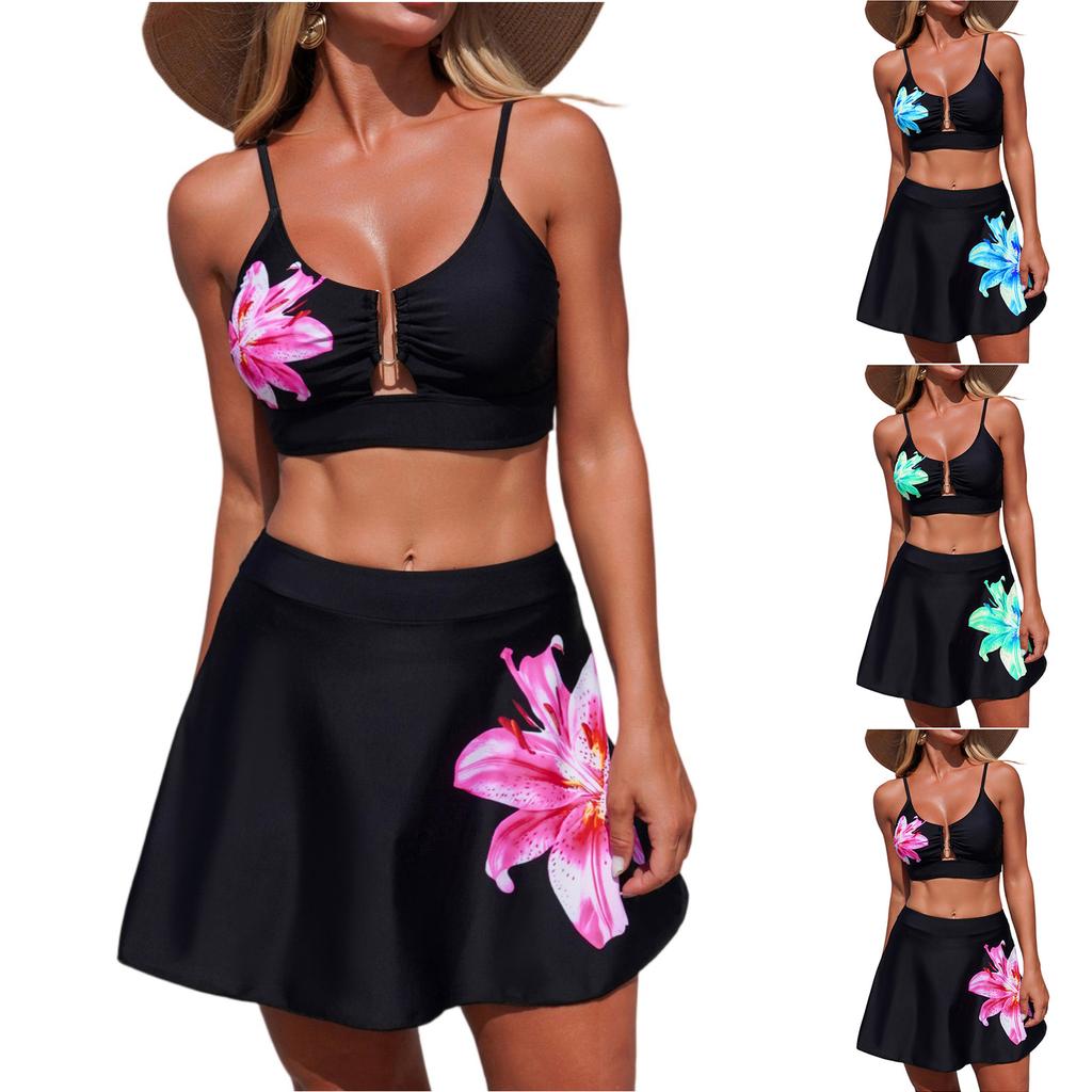 Women's Split Print Bikini Swimsuit Sport Swimsuit