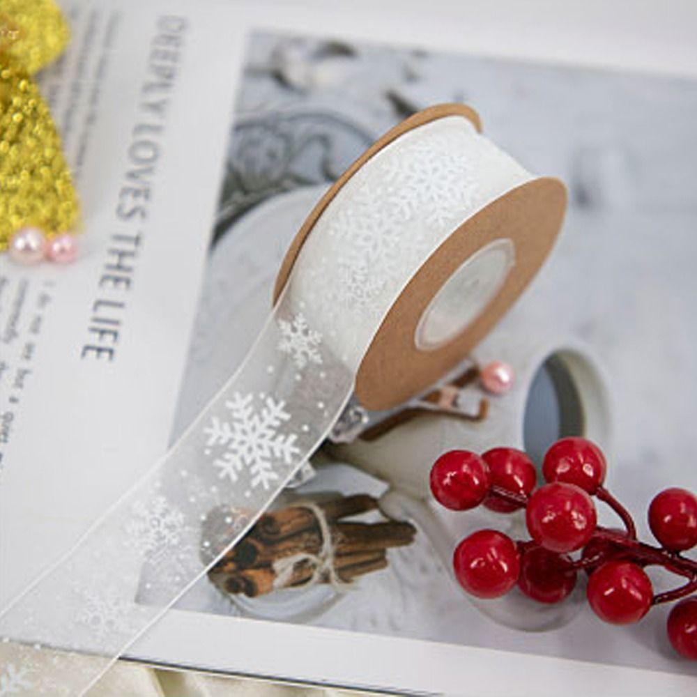 Snowflake Printed Organza  Tape Red Satin Ribbon  Christmas Decoration