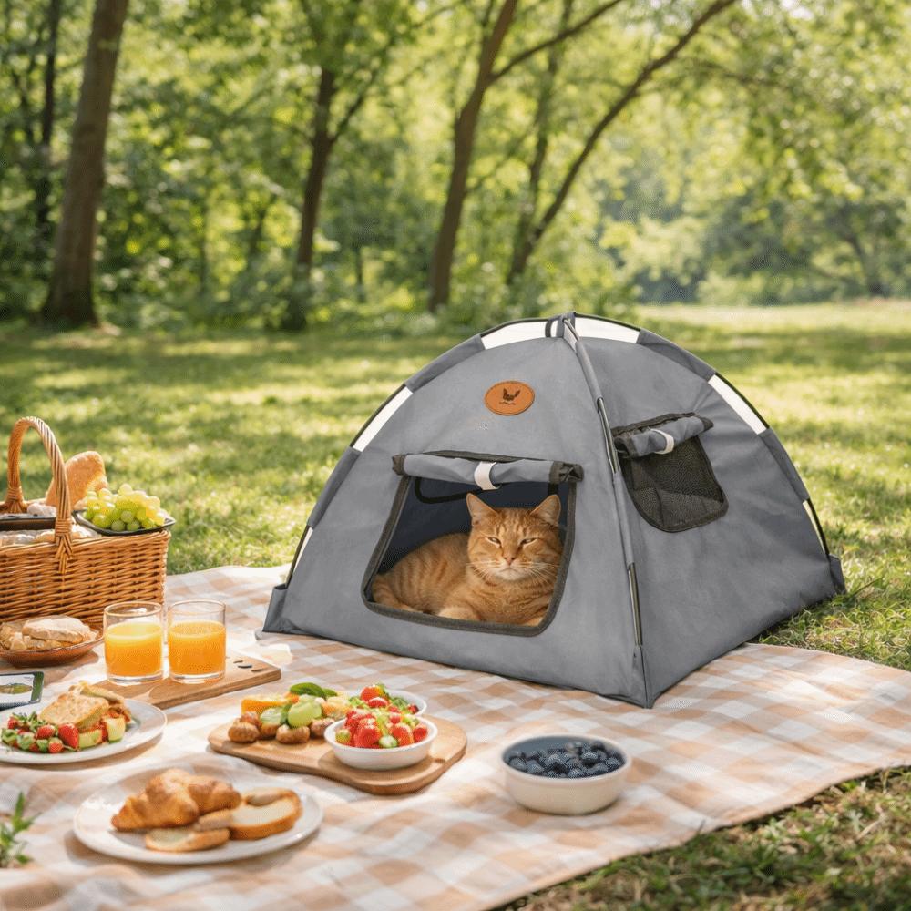 Portable Folding Pet Nest Tent Breathable Stable Cat Sleep House Semi Closed Detachable Pet Kennel Beach Travel