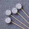 100PCS Disposable Cocktail Picks, Sport Themed Football Baseball Rugby Top Decor, Durable Bamboo Sharp Tip Picks, for Snacks Desserts Party Use