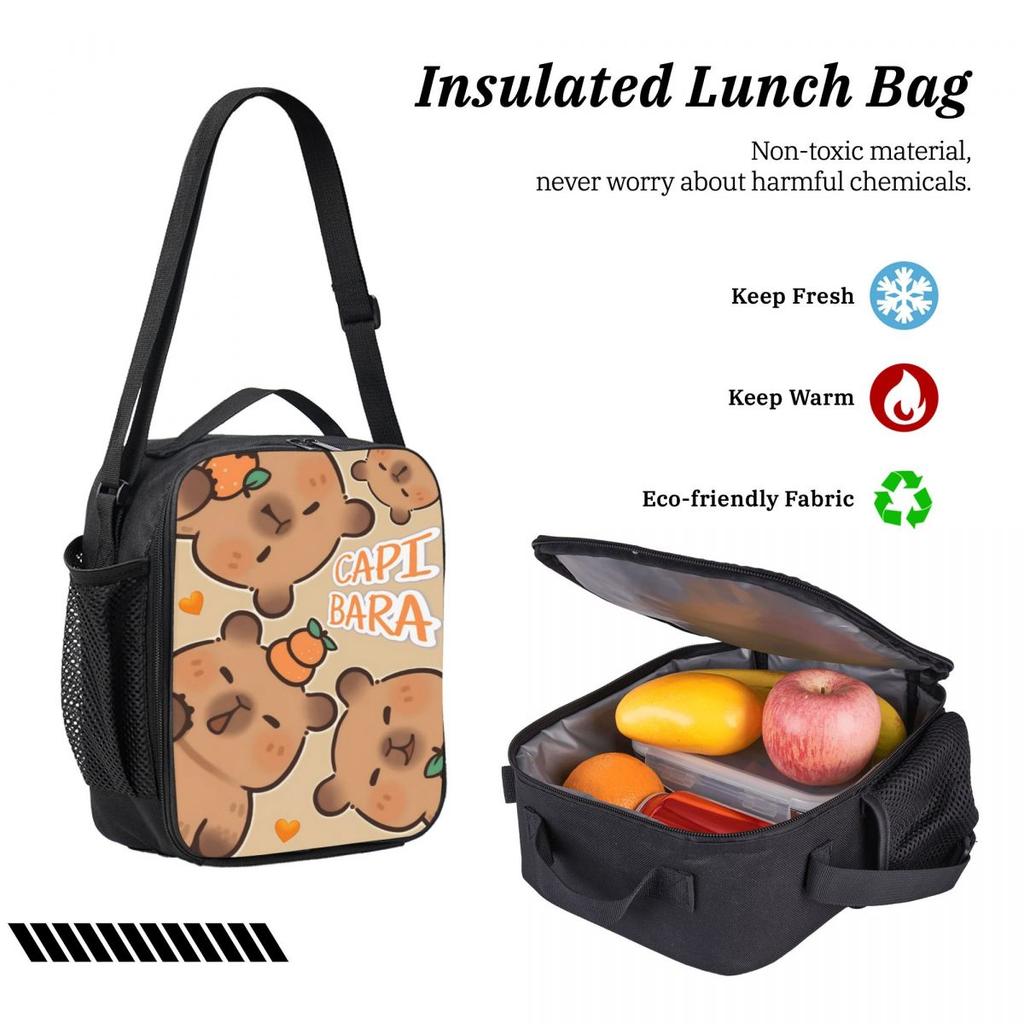 3Pcs Funny Capybara Kawaii School bags Set for Kids Pencil Boxes Backpack Sets with Lunch Box For School Students Knapsack