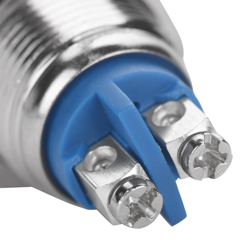 Conjunto de 5 Peças 16mm 250V Metal À Prova D'água 2 Pinos Mini Interruptor de Botão de Pressão(Cabeça chata)