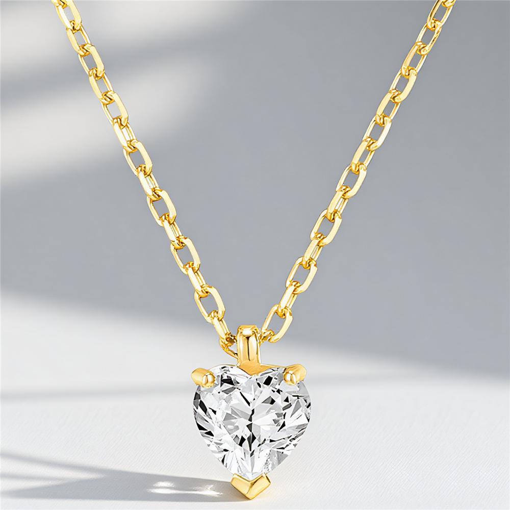 Luxury Female Crystal White Zircon Stone Heart Pendant Necklace Vintage Gold Color Wedding Jewelry For Women